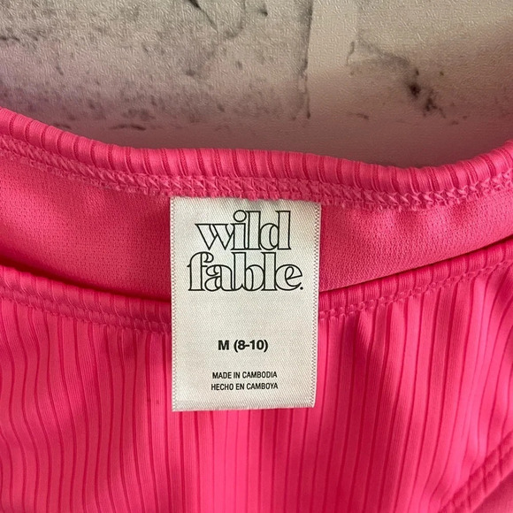 Women’s Wild Fable hot pink ribbed high leg cheeky bikini bottoms Medium - Picture 3 of 3